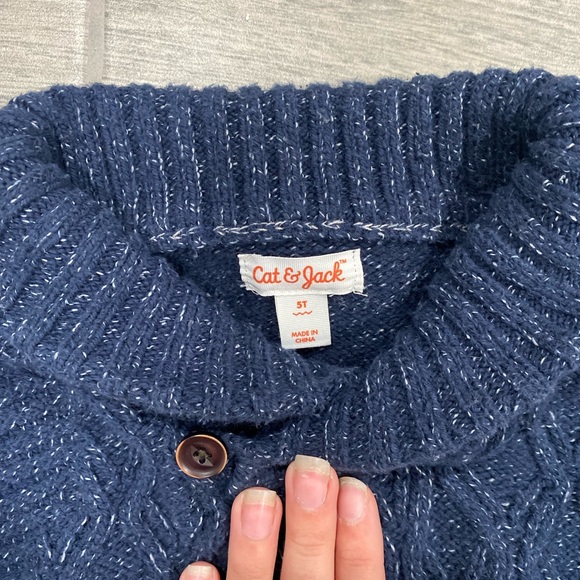 Blue PullOver Sweater with Button - Picture 3 of 3
